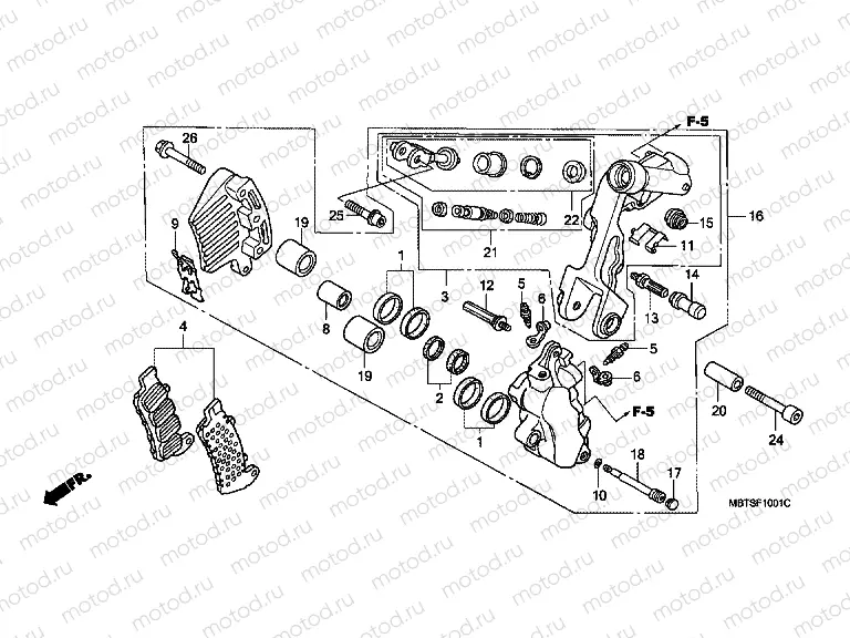 F-10-1 FRONT BRAKE CALIPER (B.) (XL1000V)