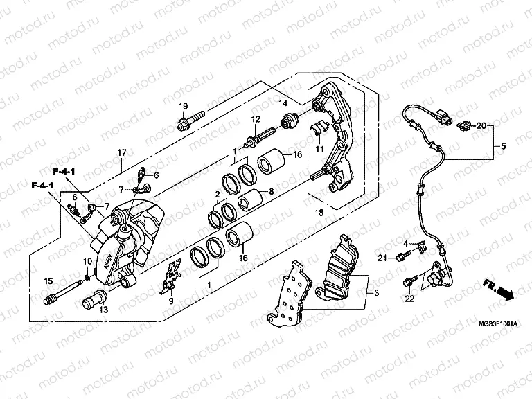 F-10-1 FRONT BRAKE CALIPER (NC700XA / XD)
