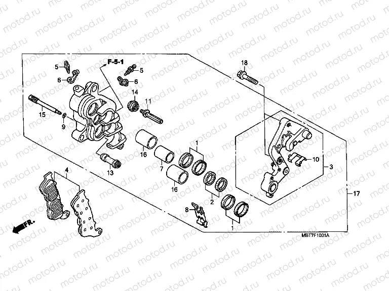 F-10-1 FRONT BRAKE CALIPER (R.) (XL1000VA)