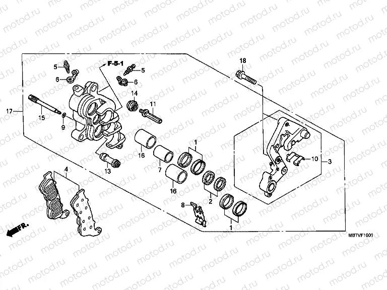 F-10-1 FRONT BRAKE CALIPER (R.) (XL1000VA)