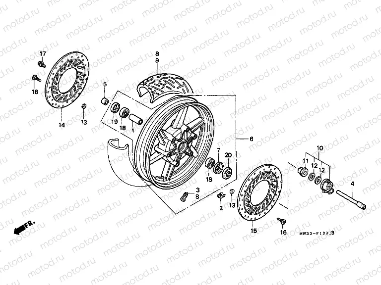 F-10-1 FRONT WHEEL (CB750F2)