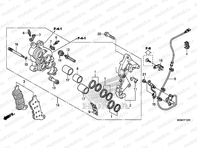 F-10-1 J. FRONT BRAKE CALIPER (CB600FA)