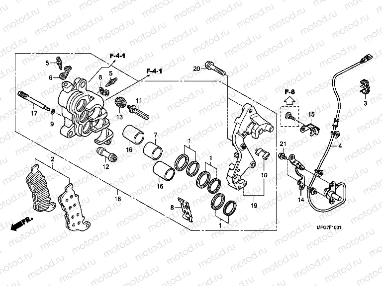 F-10-1 J. FRONT BRAKE CALIPER (CB600FA / FA3)
