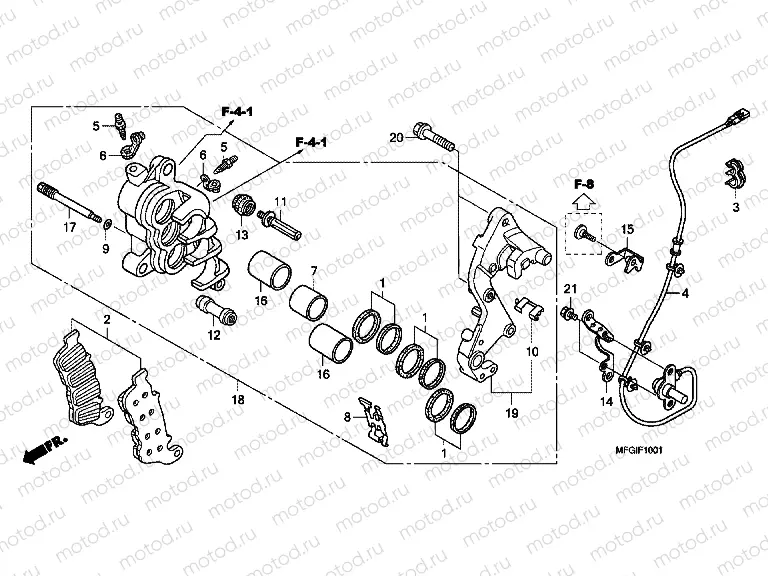 F-10-1 J. FRONT BRAKE CALIPER (CB600FA / FA3)