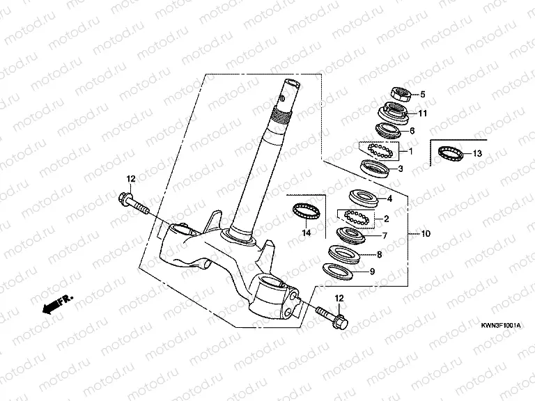 F-10-1 STEERING WHEEL (WW125EX2C / EX2D / EX2E / D)