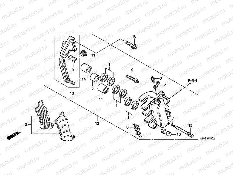 F-10-2 B. FRONT BRAKE CALIPER (CB600FA / FA3)