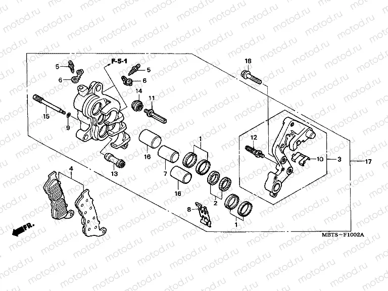 F-10-2 FRONT BRAKE CALIPER (R.) (XL1000VA)