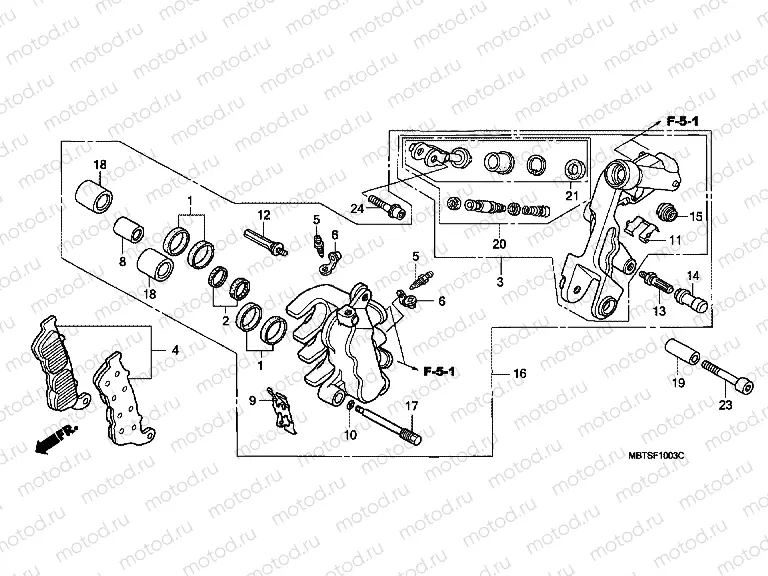 F-10-3 FRONT BRAKE CALIPER (B.) (XL1000VA)