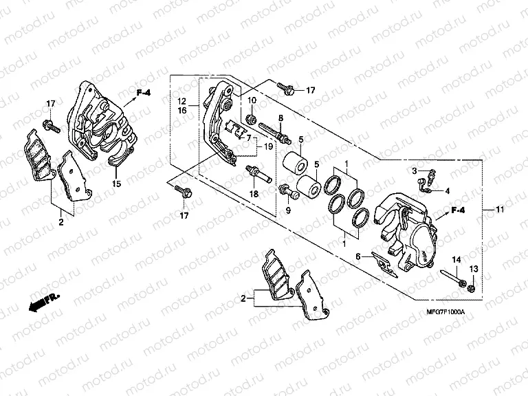 F-10 FRONT BRAKE CALIPER (CB600F / F3)