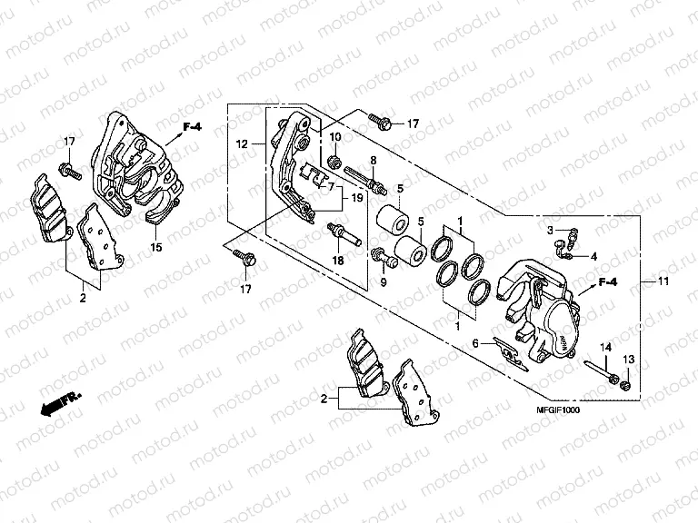 F-10 FRONT BRAKE CALIPER (CB600F / F3)