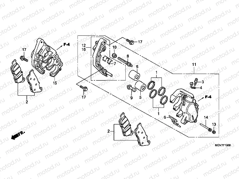 F-10 FRONT BRAKE CALIPER (CBR600F)