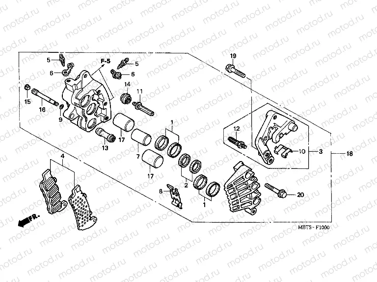 F-10 FRONT BRAKE CALIPER (R.) (XL1000V)