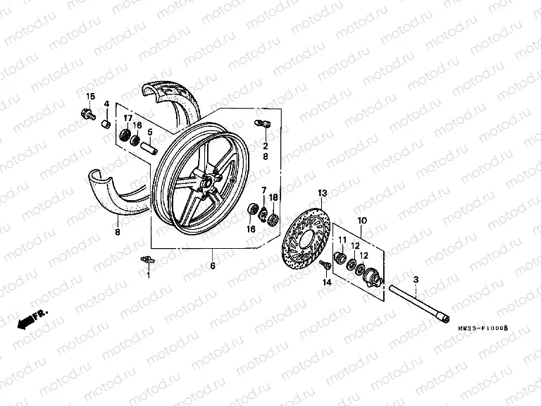 F-10 FRONT WHEEL (CB750)