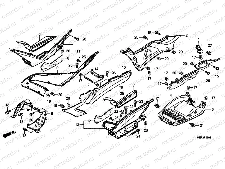 F-11-1 FLOOR FOOTREST / LOWER COVER (FJS400D9 / FJS400A)