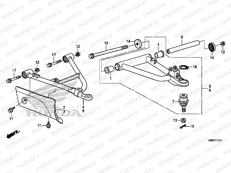 F-11-1 FRONT ARM (TRX680FAF,G,H)