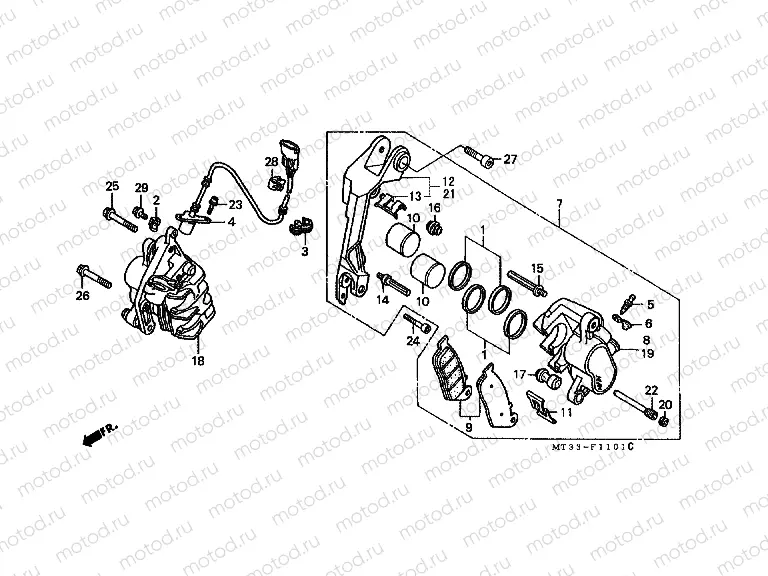 F-11-1 FRONT BRAKE CALIPER (ST1100AN / AP / AR)