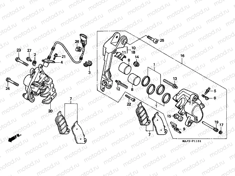 F-11-1 FRONT BRAKE CALIPER (ST1100AS)