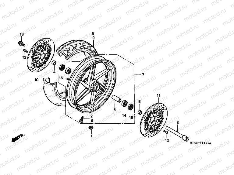 F-11-1 FRONT WHEEL (VFR750FR / FS / FT / FV)