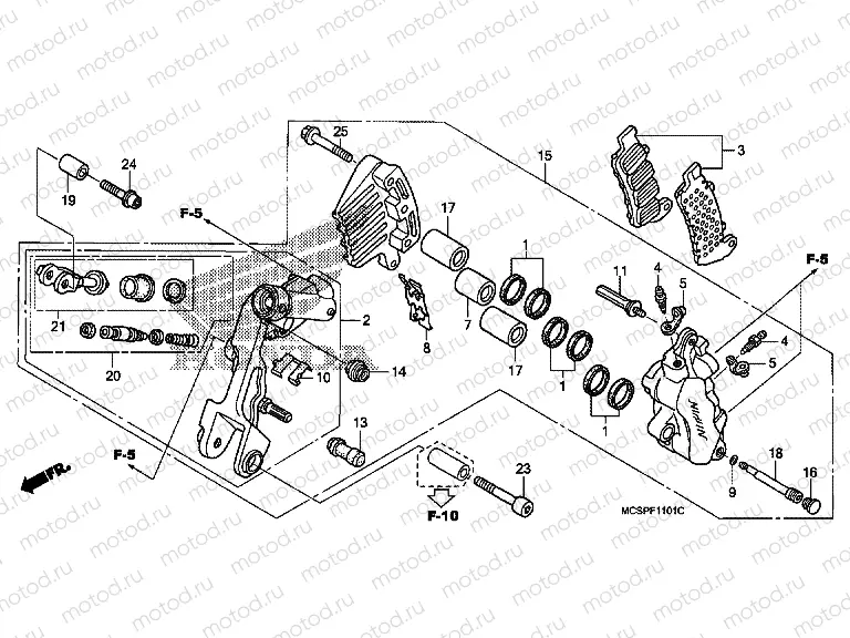 F-11-1 LEFT FRONT BRAKE CALIPER (05 -07)