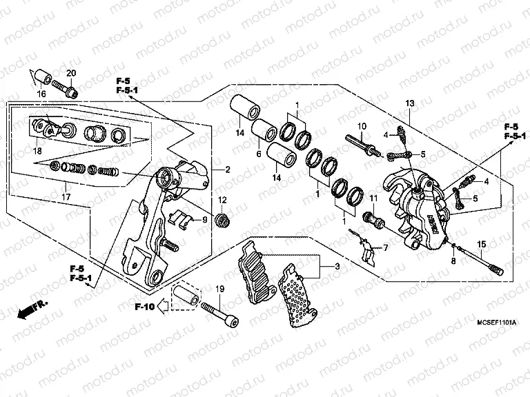 F-11-1 LEFT FRONT BRAKE CALIPER