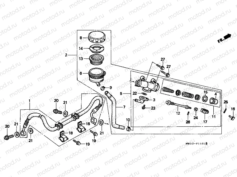 F-11-1 REAR MAIN BRAKE CYLINDER (CB750F2)
