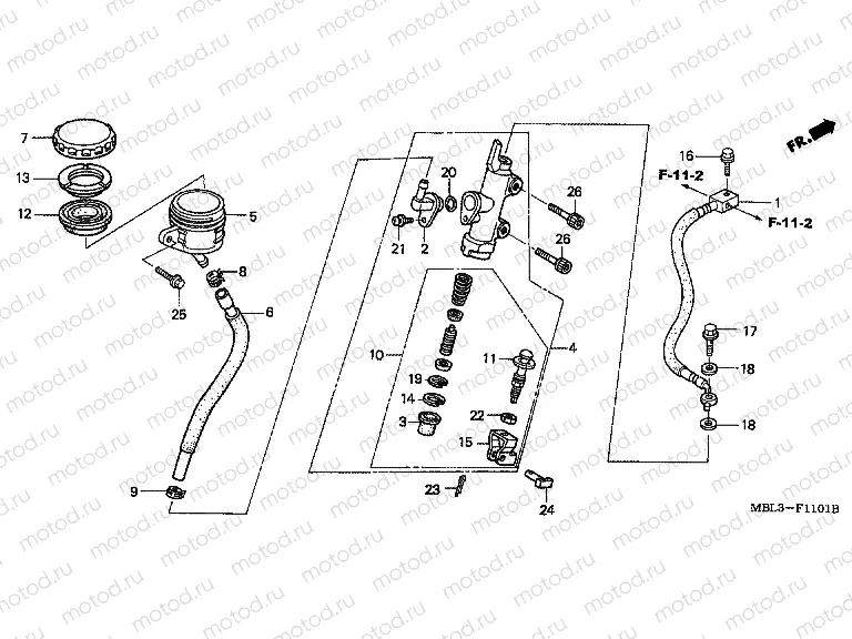 F-11-1 REAR MASTER CYLINDER (NT650V2 / 3/4/5)