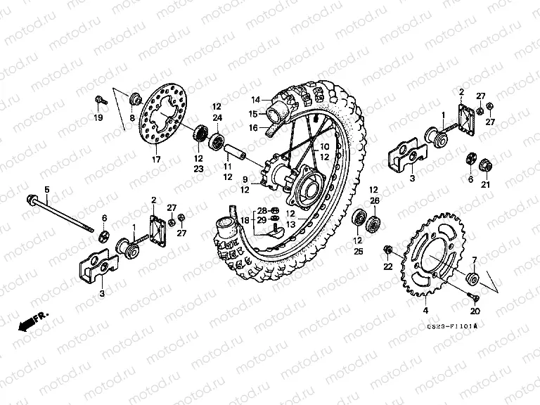 F-11-1 REAR WHEEL (CR80RN / RP / RR)