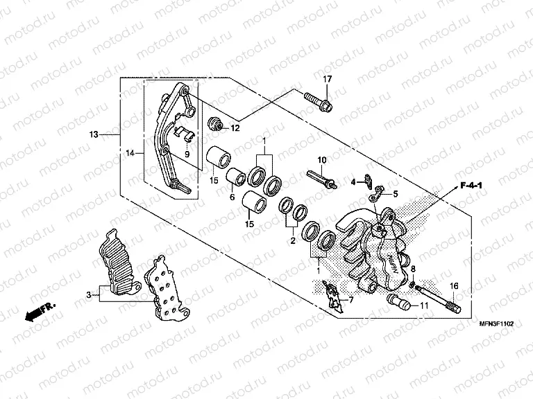 F-11-2 B. FRONT BRAKE CALIPER (CB1000RA)