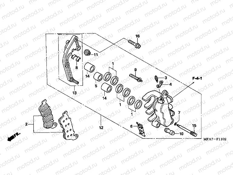 F-11-2 B. FRONT BRAKE CALIPER (CBF1000A / T / S)