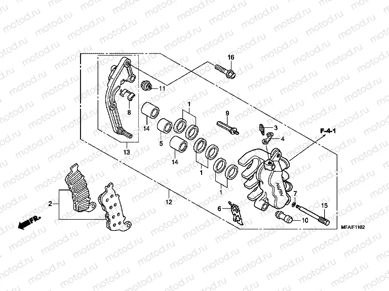 F-11-2 B. FRONT BRAKE CALIPER (CBF1000A / T / S)