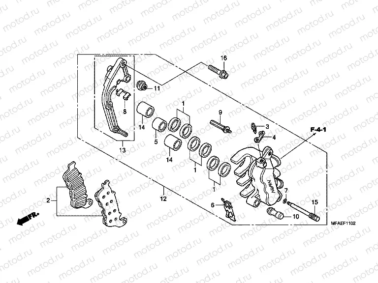 F-11-2 B. FRONT BRAKE CALIPER (CBF1000A / T / S)