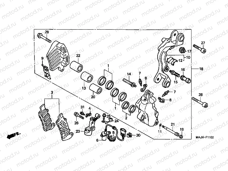 F-11-2 B. FRONT BRAKE CALIPER (ST1100A)