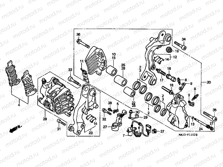 F-11-2 FRONT BRAKE CALIPER (ST1100AT / AV / AW)