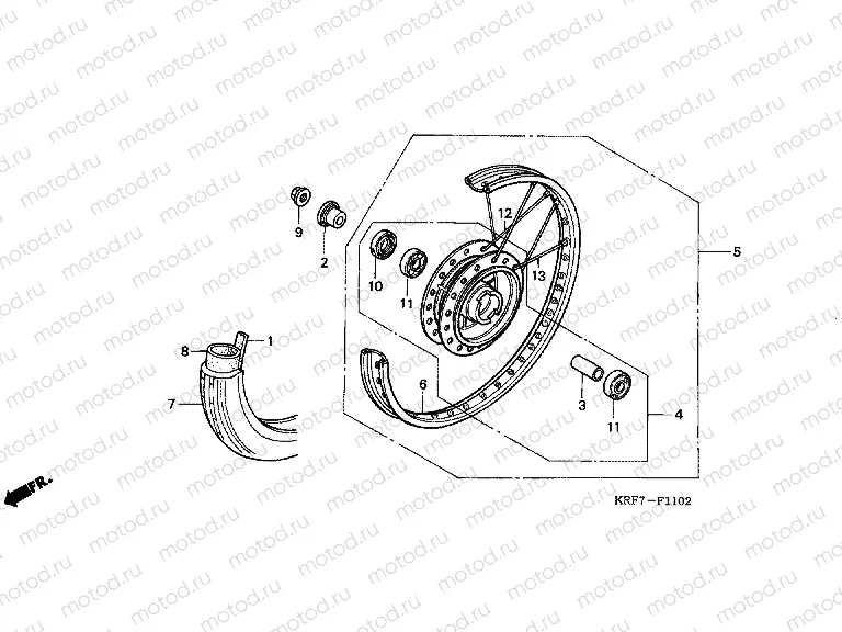F-11-2 FRONT WHEEL (OUTER / DRUM BRAKE)