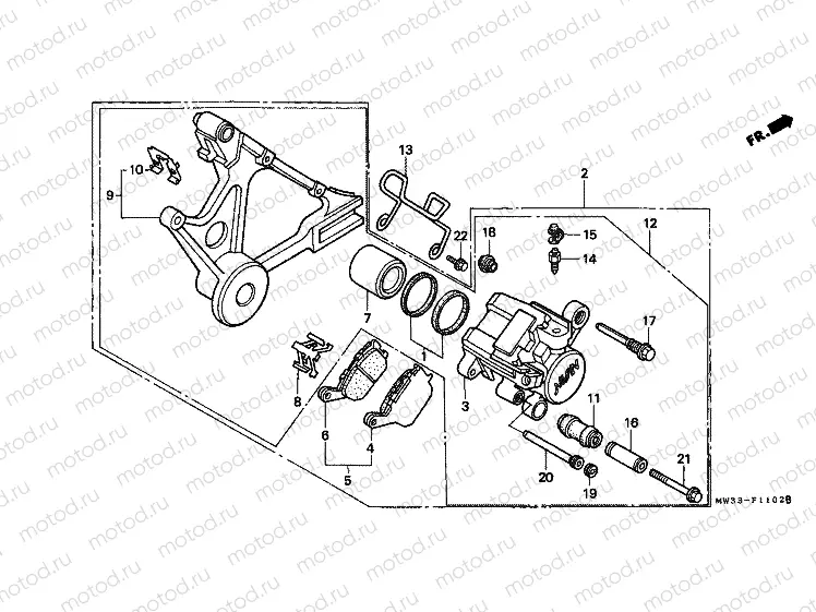 F-11-2 REAR BRAKE CALIPER (CB750F2)