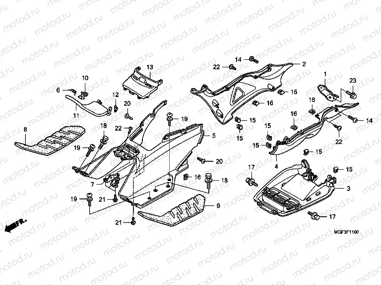 F-11 FLOOR FOOTREST / LOWER COVER (FJS600A9-KO)