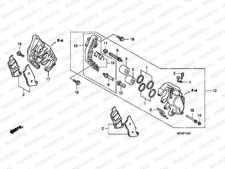 F-11 FRONT BRAKE CALIPER (CBF1000)