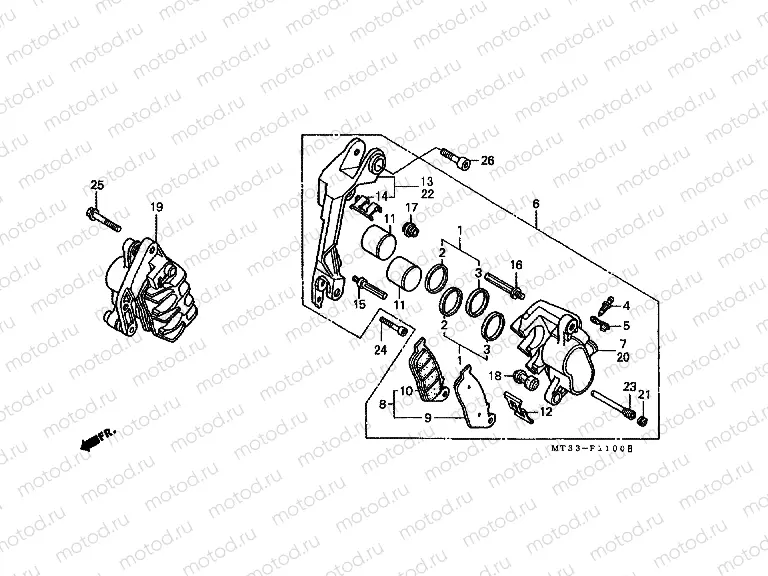 F-11 FRONT BRAKE CALIPER (ST1100L / M / N / P / R)
