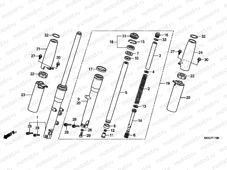 F-11 FRONT FORK (VT750C2B / CS / C / CA)