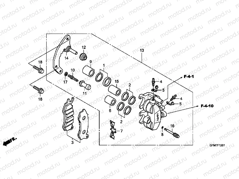 F-12-1 FRONT BRAKE CALIPER (NHX110WHA)