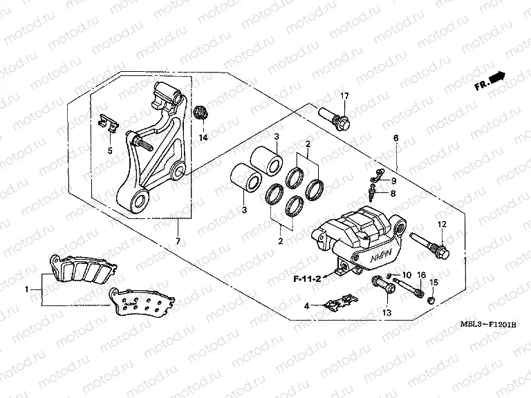 F-12-1 REAR BRAKE CALIPER (NT650V2 / 3/4/5)