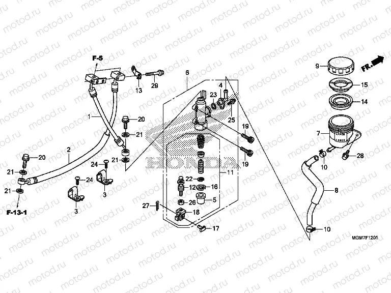 F-12-1 REAR BRAKE MASTER CYLINDER (CB600FA)