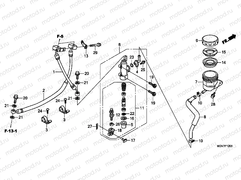 F-12-1 REAR BRAKE MASTER CYLINDER (CBR600FA)