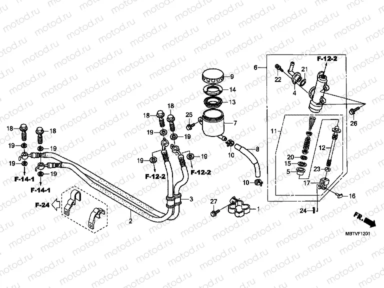 F-12-1 REAR BRAKE MASTER CYLINDER (XL1000VA)