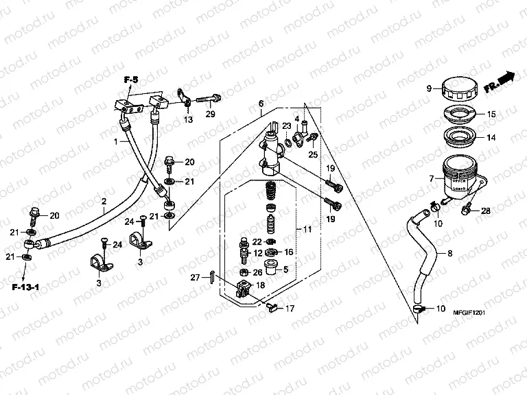 F-12-1 REAR BRAKE MASTERCYLINDER (CB600FA / FA3)