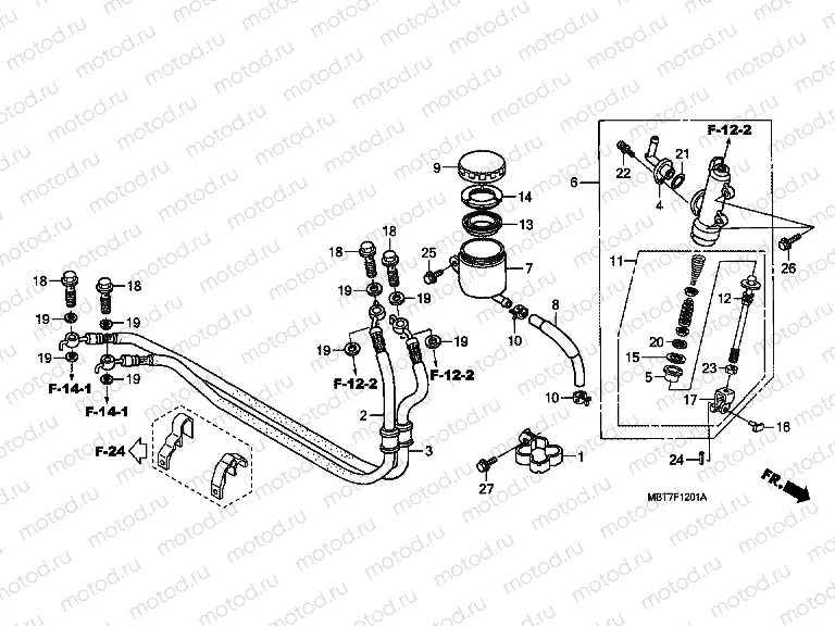 F-12-1 REAR BRAKE MASTERCYLINDER (XL1000VA)