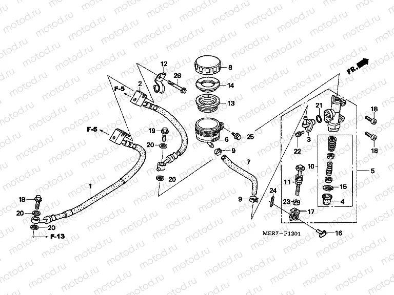 F-12-1 REAR MAIN BRAKE CYLINDER (CBF600SA6 / NA6)