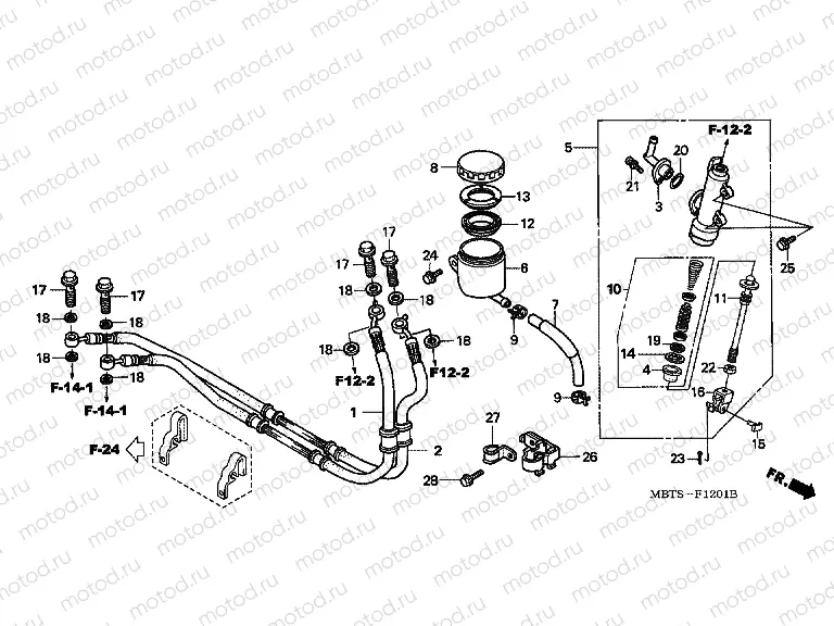 F-12-1 REAR MAIN BRAKE CYLINDER (XL1000VA)