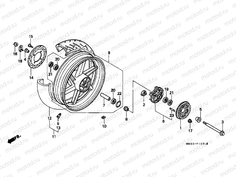 F-12-1 REAR WHEEL (CB750F2)