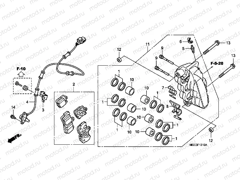 F-12-10 J. FRONT BRAKE CALIPER